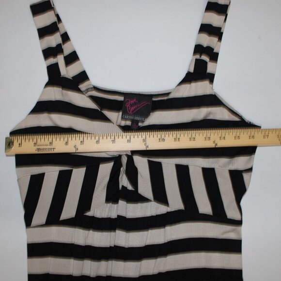 Carson Kressley Dress Sz L Black Tan Strip Sleeveless Viscose Spandex Dress - Picture 13 of 14